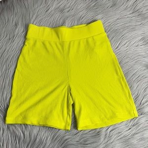 Neon Yellow Ribbed Shorts